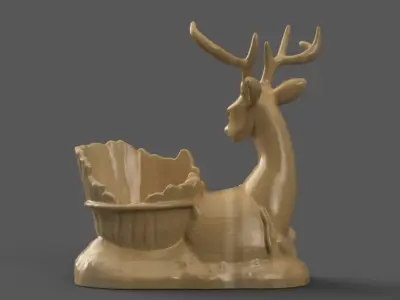 deer  planter - vase - urn - candy dish - candle holder  3D print model