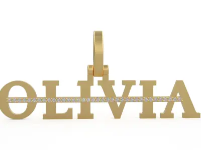 Model 1132 Olivia Name Pendant Stripe Diamond 3D print model