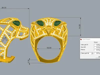 Panther Ring Gold  3D print model