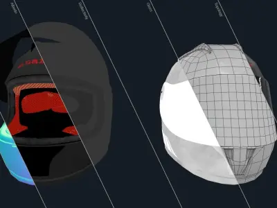 Moto Helmet Low-poly 3D model