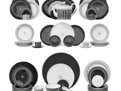 Dishes set dinnerware 3D model