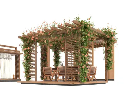 Pergolas collection table with flowers 3D model
