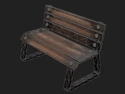 3D model of bench Free low-poly 3D model