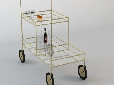 Gable Bar Cart 3D model