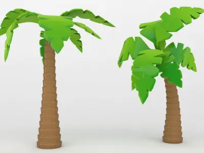 Palms two palm trees 3D model