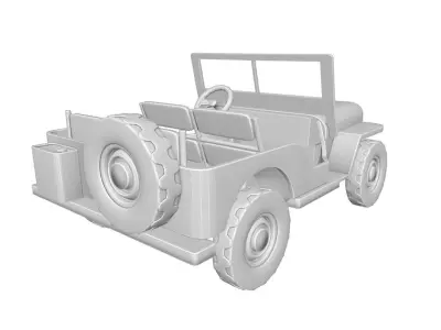 Jeep willys lowpoly car textured Low-poly 3D model