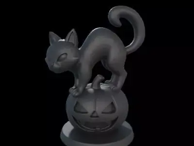 Black Cat on Pumpkin 3D print model