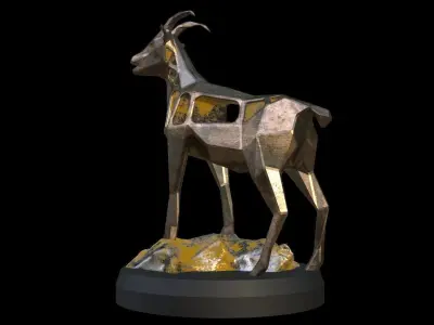 Steampunk Goat Rock Low-poly 3D model