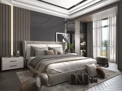 Modern Bedroom Scene 17 3D model