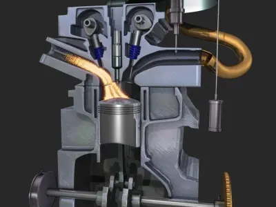 Engine Inline Four-Cylinder Gasoline Engine 3D model