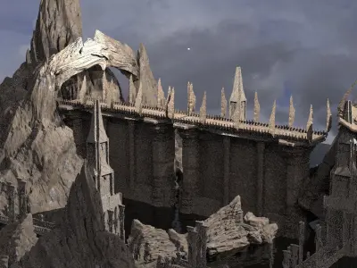 Mongal Castle mountain bridge 3 3D model