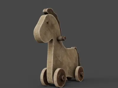 Rocking Wooden Horse Old Vintage Toy Low-poly 3D model