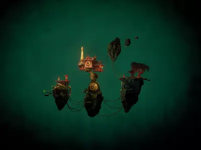 Stylized Fantasy Asian Temple Environment 3D Model 3D model