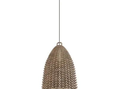 Rattan Bell Pendant Light 3D model