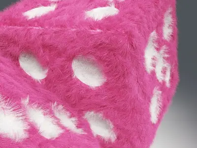 Pink Furry Car Mirror Dice 3D model
