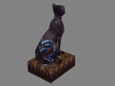 Stone panther sculpture - leopard sculpture Low-poly 3D model