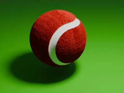 RED TENNIS CRICKET BALL Low-poly 3D model