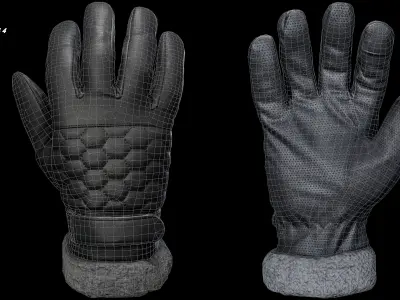 Winter Gloves 004 Low-poly 3D model