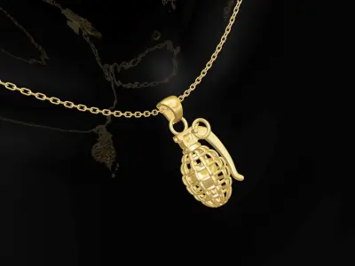 Heart Grenade gold pendant jewelry Free 3D print model