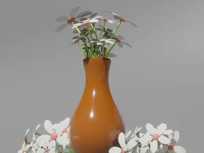 Vase with White Flowers  Free low-poly 3D model