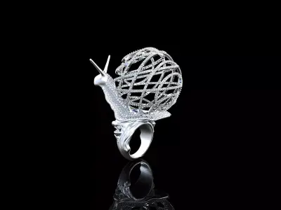 exclusive snail ring with stones 332 3D print model