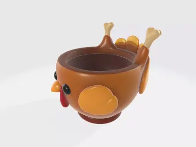Cute Thanksgiving Turkey Bowl Adorable 3D Printed Turkey Cup 3D print model