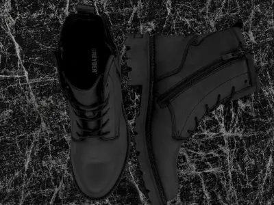 GREYDER 3D BOOTS - LEATHER - BLACK Low-poly 3D model