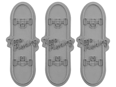 Skateboard Keep Pushing Neon Sign 3D model