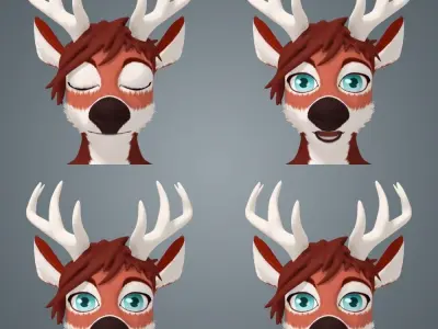 Deer Anthro Low-poly 3D model