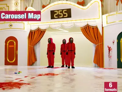 Squid Game Arena Mingle Carousel Scene - Modular Environment 3D model