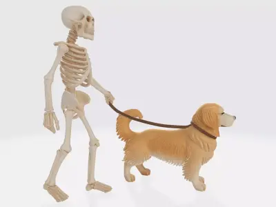Skeleton Walking Dog Figurine Halloween Decor  3D print model