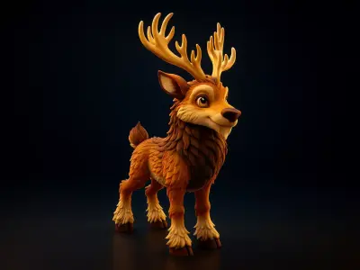 Christmas Fantasy Reindeer Whimsical Holiday Reindeer Figurine  3D print model