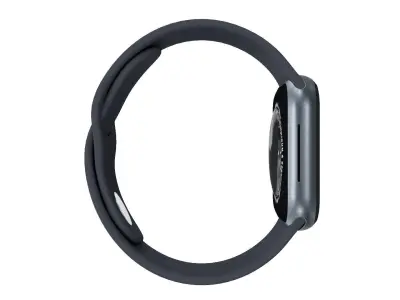 Apple Watch 7 - Silver Stainless Steel Case Midnight Sport Band Low-poly 3D model