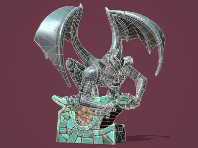 Fantasy gargoyle statue Low-poly 3D model
