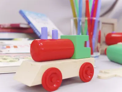 Toy Set corona way wooden 3D model