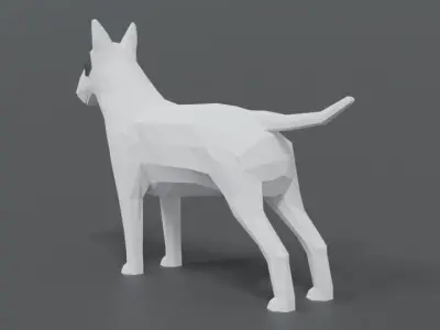 Low Poly Cartoon Bull Terrier Low-poly 3D model