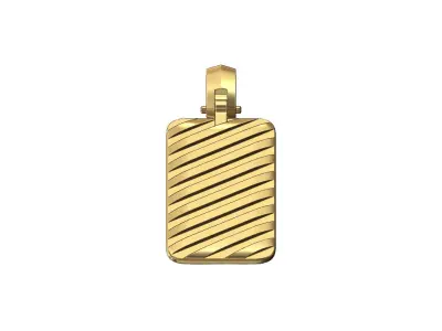 Carved strips rectangular dogtag pendant with bail 3D print model