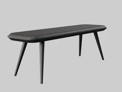 Spine Wood Base Bench-black ash wood Low-poly 3D model