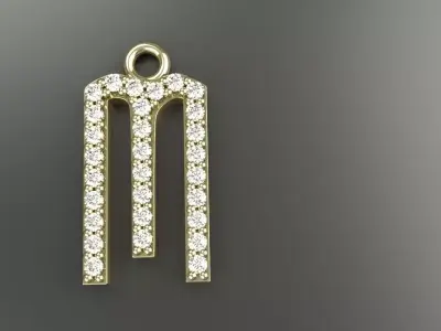 Diamond m Pendant Gold Silver Platinum Luxury Jewelry 3D print model