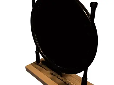 Elegant Golden Round Table Mirror Low-poly 3D model