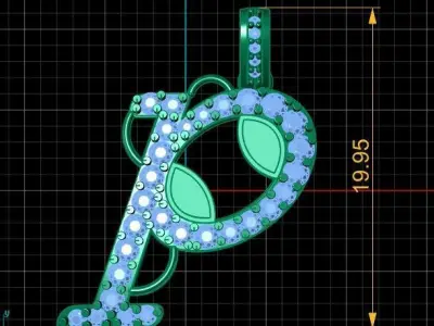 LUXURY ALPHABET P PENDAANT 3D PRINTABLE MODEL 3D print model