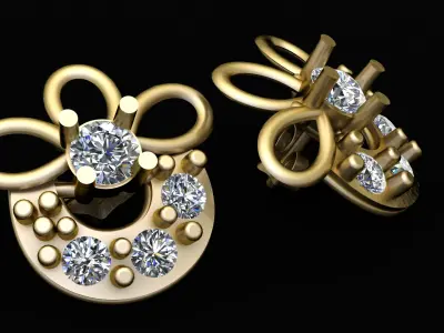 DIAMOND CLUSTER EARRING 3D PRINTABLE MODEL  3D print model