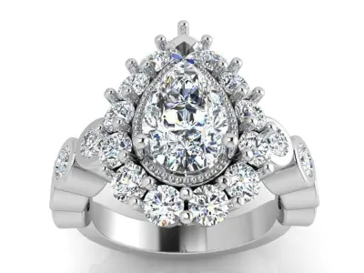 Pear Halo Ring 3646 3D print model
