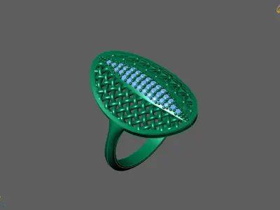 Women Ring With Stone Diamond Ready STL 3DM Models Womens Rings 3D print model 11