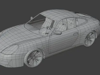 Generic Coupe Car With Interior Lowpoly 3D Model Low-poly 3D model