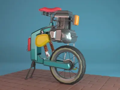 3D bicycle model with motor Low-poly 3D model