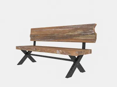 3D natural wood chair model Low-poly 3D model