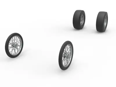 Wheel set of Vintage Front engine dragster Scale 1 to 25 3D print model