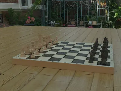 Chessboard model cobined with backgammon 3D model