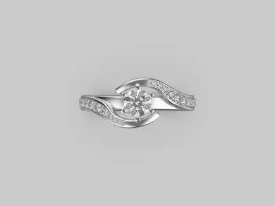 Twisted solitaire ring  in 2 styles and 20 sizes 3D print model